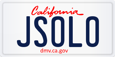 CA license plate JSOLO