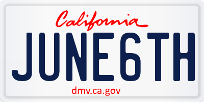 CA license plate JUNE6TH