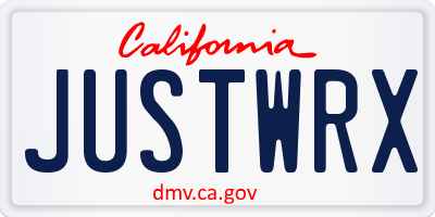 CA license plate JUSTWRX