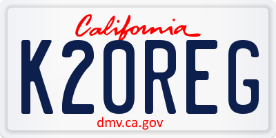 CA license plate K20REG