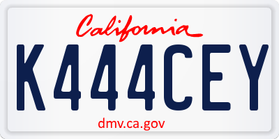 CA license plate K444CEY