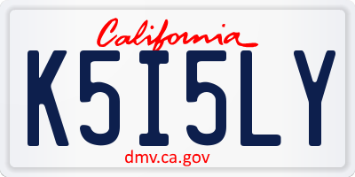 CA license plate K5I5LY