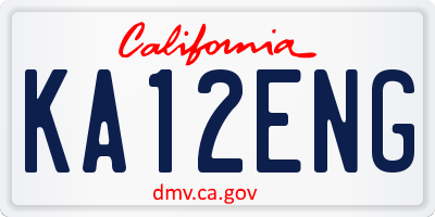 CA license plate KA12ENG