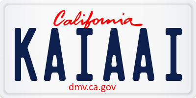 CA license plate KAIAAI