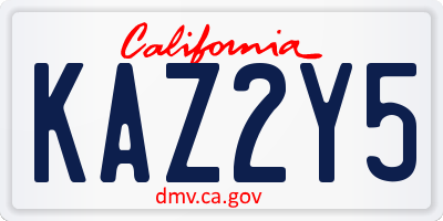 CA license plate KAZ2Y5