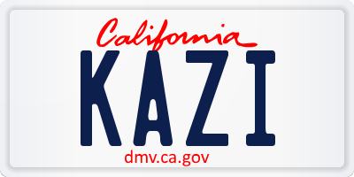 CA license plate KAZI