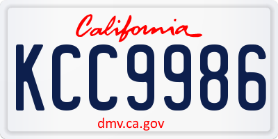 CA license plate KCC9986