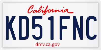 CA license plate KD51FNC