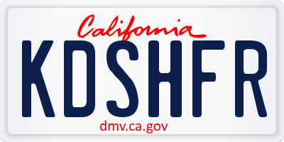 CA license plate KDSHFR
