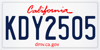 CA license plate KDY2505
