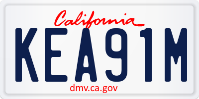 CA license plate KEA91M