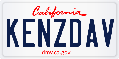 CA license plate KENZDAV