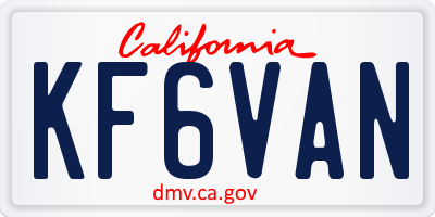 CA license plate KF6VAN