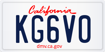 CA license plate KG6V0