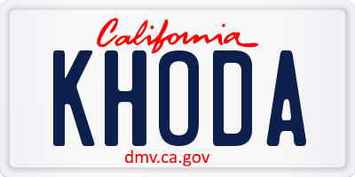 CA license plate KHODA