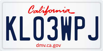 CA license plate KL03WPJ