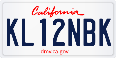 CA license plate KL12NBK