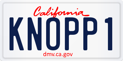 CA license plate KNOPP1
