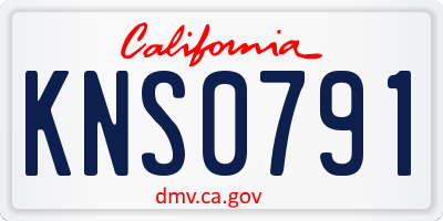 CA license plate KNS0791
