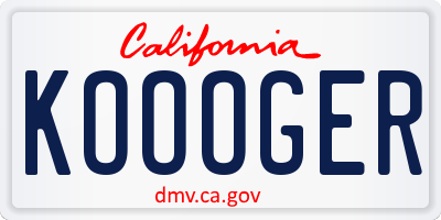 CA license plate KOOOGER