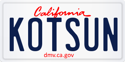 CA license plate KOTSUN