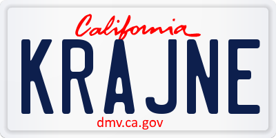CA license plate KRAJNE
