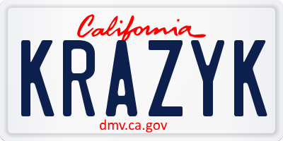 CA license plate KRAZYK
