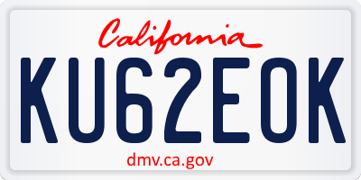 CA license plate KU62EOK