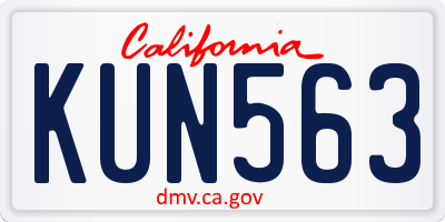 CA license plate KUN563