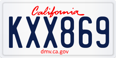 CA license plate KXX869