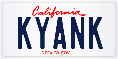 CA license plate KYANK