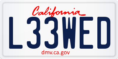 CA license plate L33WED