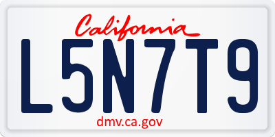 CA license plate L5N7T9