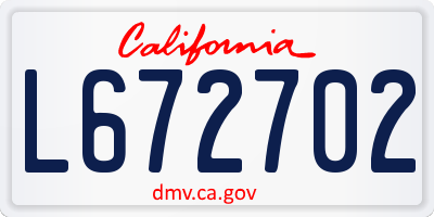 CA license plate L672702
