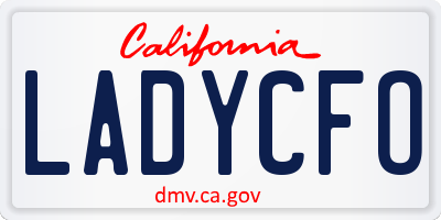 CA license plate LADYCFO