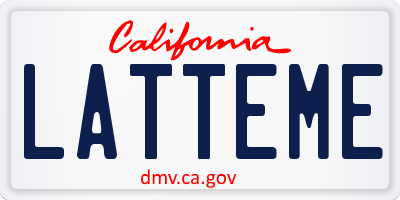 CA license plate LATTEME