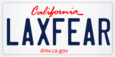 CA license plate LAXFEAR