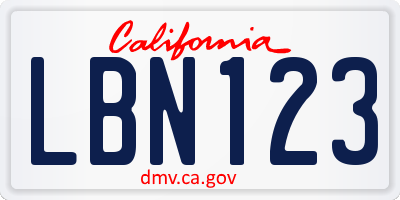 CA license plate LBN123