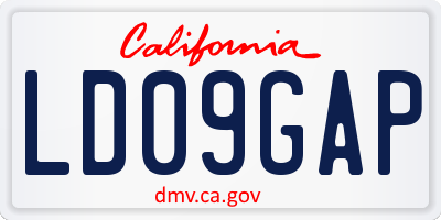 CA license plate LD09GAP