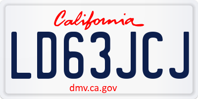 CA license plate LD63JCJ