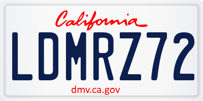 CA license plate LDMRZ72