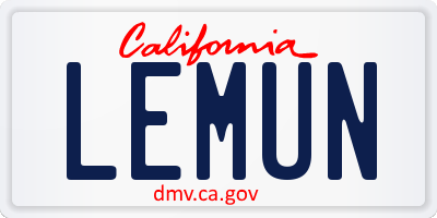 CA license plate LEMUN