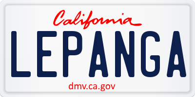 CA license plate LEPANGA