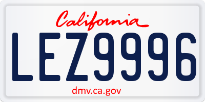 CA license plate LEZ9996