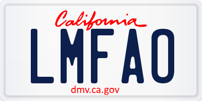 CA license plate LMFAO