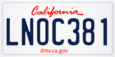 CA license plate LNOC381