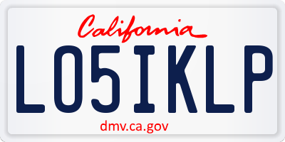 CA license plate LO5IKLP