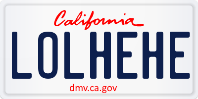CA license plate LOLHEHE