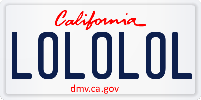 CA license plate LOLOLOL