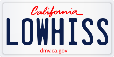 CA license plate LOWHISS